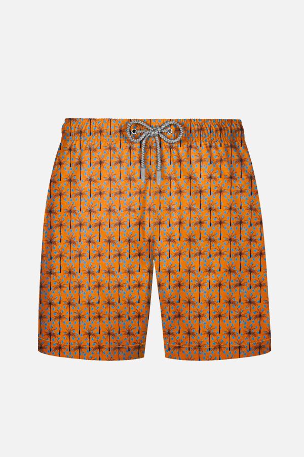 Ayyıldız 845 Erkek Hardal Palmiye Desenli Deniz Şortu - 1