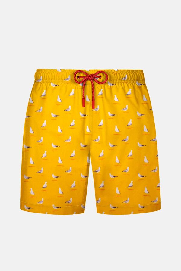 Ayyıldız 845 Erkek Sarı Martı Desenli Deniz Şortu - 1