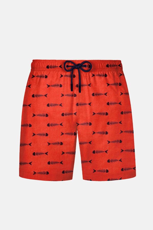 Ayyıldız 845 Erkek Turuncu Balık Desenli Deniz Şortu - 1
