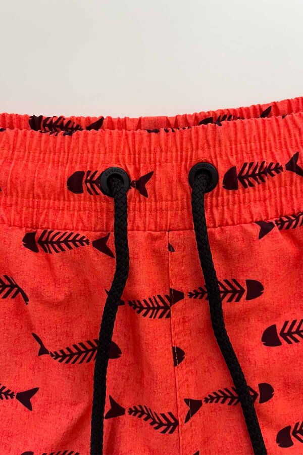 Ayyıldız 845 Erkek Turuncu Balık Desenli Deniz Şortu - 2