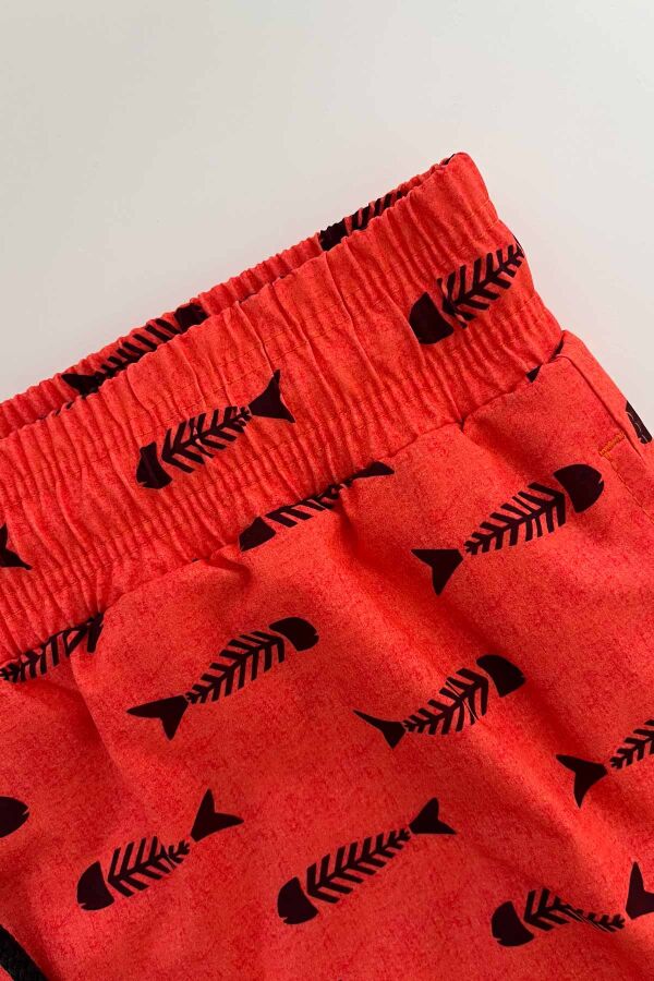 Ayyıldız 845 Erkek Turuncu Balık Desenli Deniz Şortu - 3