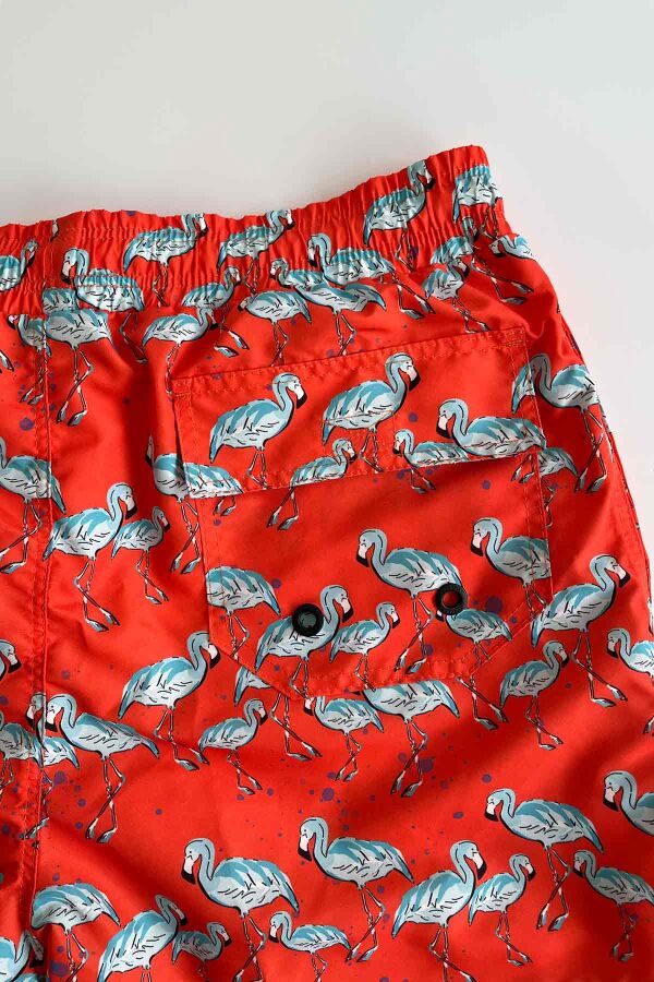 Ayyıldız 845 Erkek Turuncu Flamingo Desenli Deniz Şortu - 4