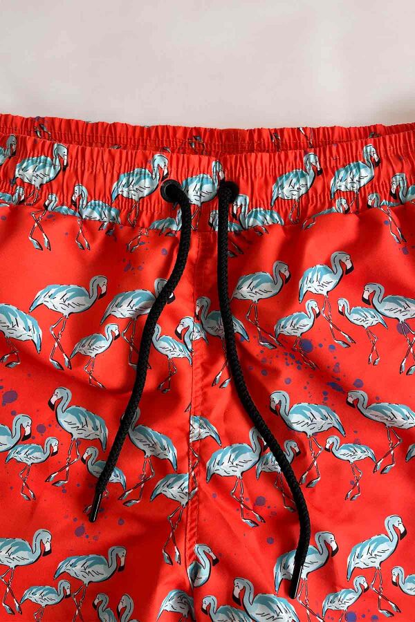 Ayyıldız 845 Erkek Turuncu Flamingo Desenli Deniz Şortu - 2