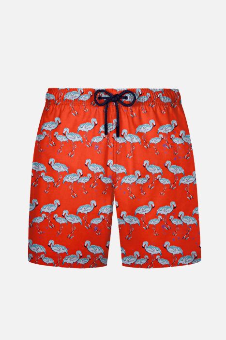 Ayyıldız 1845-SS Erkek Turuncu Flamingo Desenli Deniz Şortu - AYYILDIZ