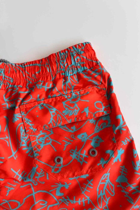 Ayyıldız 845 Erkek Turuncu Mavi Desenli Deniz Şortu - 4