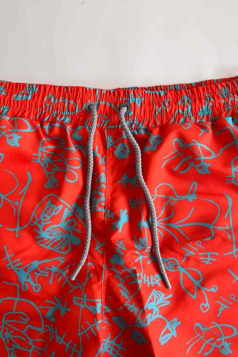 Ayyıldız 845 Erkek Turuncu Mavi Desenli Deniz Şortu - 3