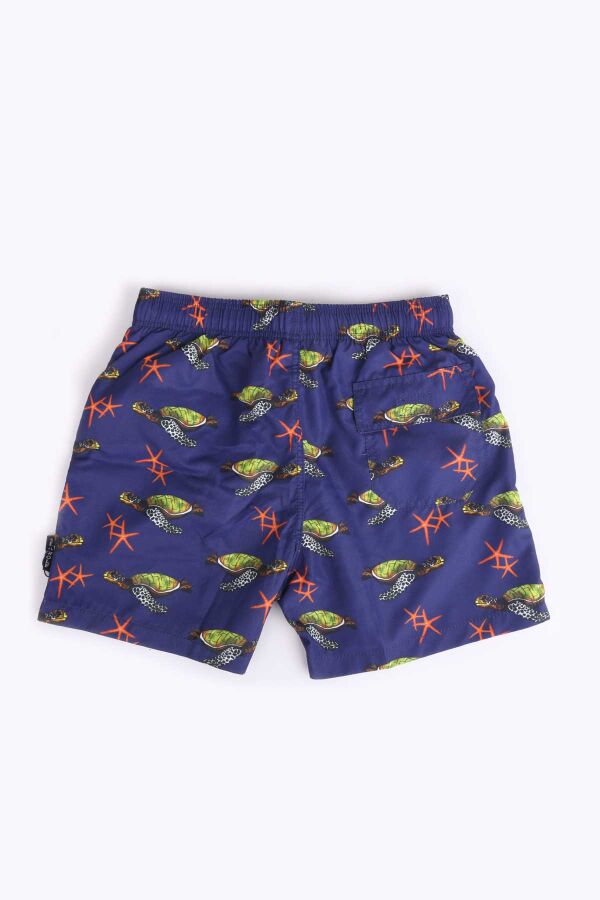 Ayyıldız 106 Lacivert Yeşil Desenli Erkek Çocuk Deniz Şortu - 2