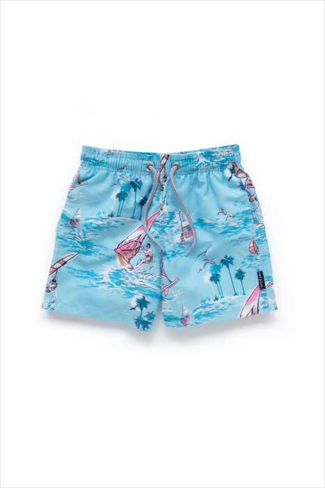 Ayyıldız 106 Mavi Desenli Erkek Çocuk Deniz Şortu - AYYILDIZ