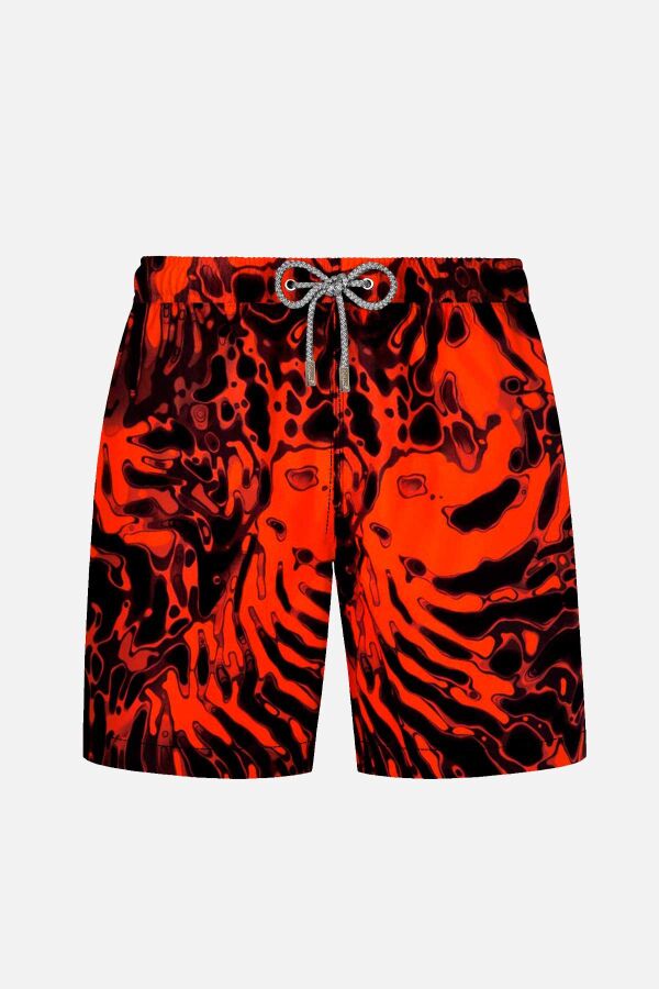 Ayyıldız 845 Erkek Turuncu Siyah Desenli Deniz Şortu - 1