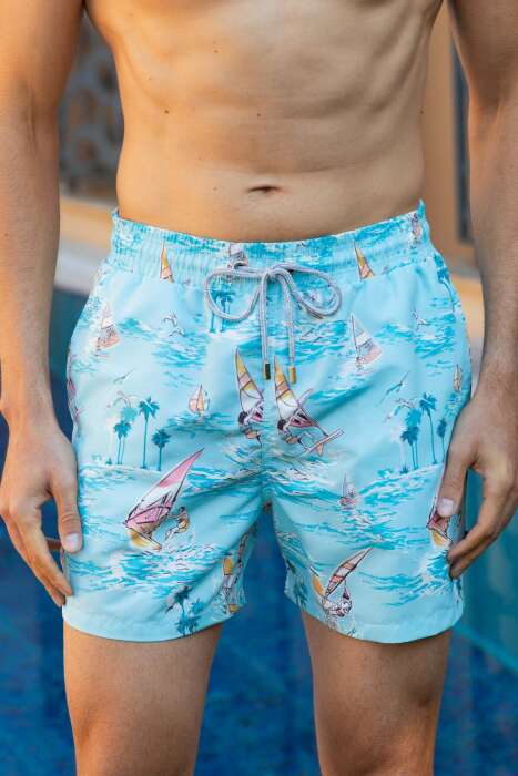 Ayyıldız 845 Erkek Açık Mavi Deniz Şortu - AYYILDIZ