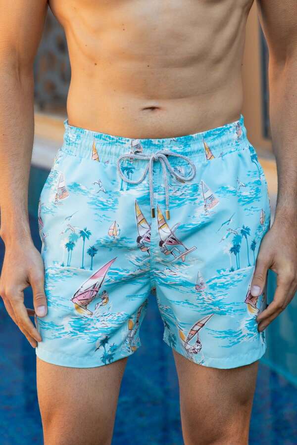 Ayyıldız 845 Erkek Açık Mavi Deniz Şortu - 1