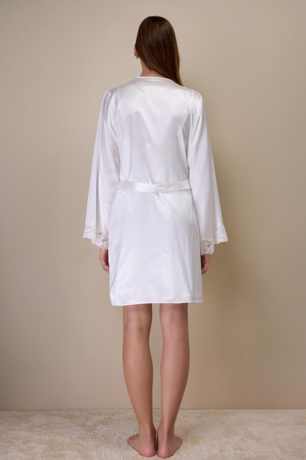 Ayyıldız 3978 Ekru Saten Gecelik Sabahlık Takım - 4