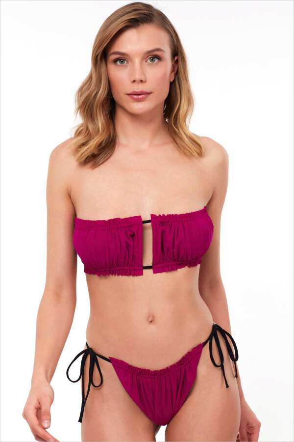 Ayyıldız 3433 Fuşya Straplez Bikini Takımı - 1