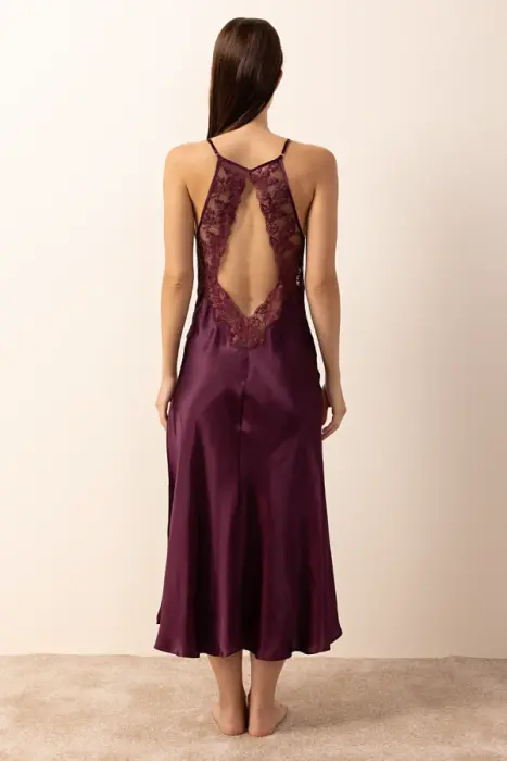 Ayyıldız 3803 Mürdüm Gecelik Sabahlık Takım - 4