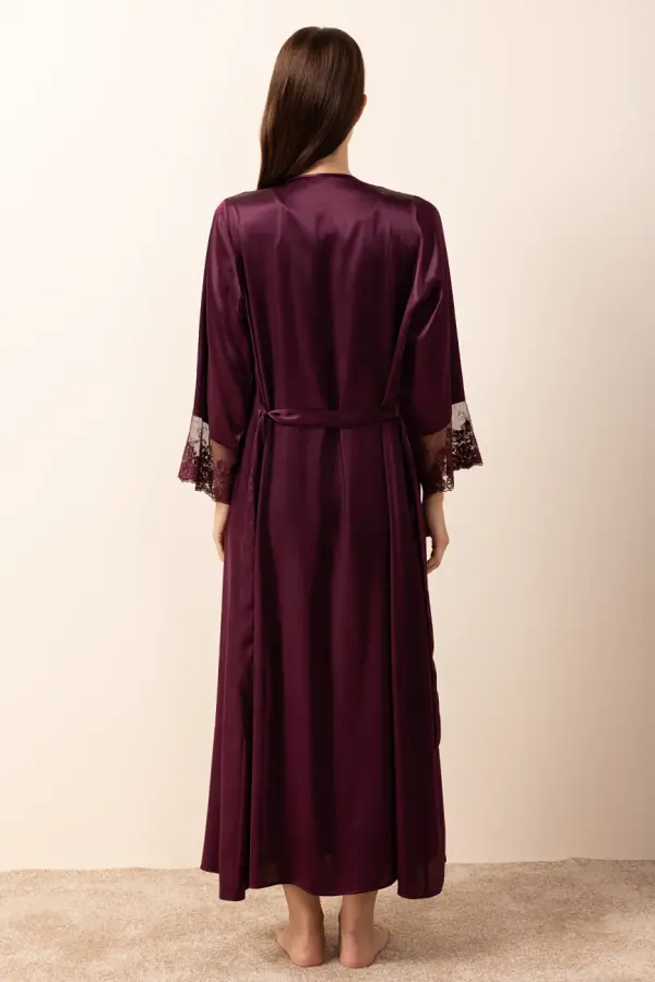 Ayyıldız 3803 Mürdüm Gecelik Sabahlık Takım - 5