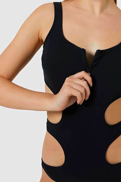 Ayyıldız 3035 Siyah Fermuarlı Mayokini - 3