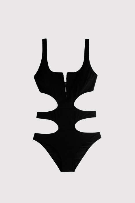 Ayyıldız 3035 Siyah Fermuarlı Mayokini - 4