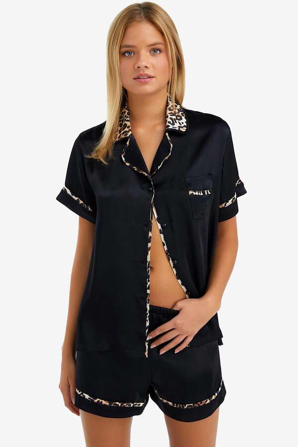 Ayyıldız 3967 Siyah Saten Şortlu Takım - 2