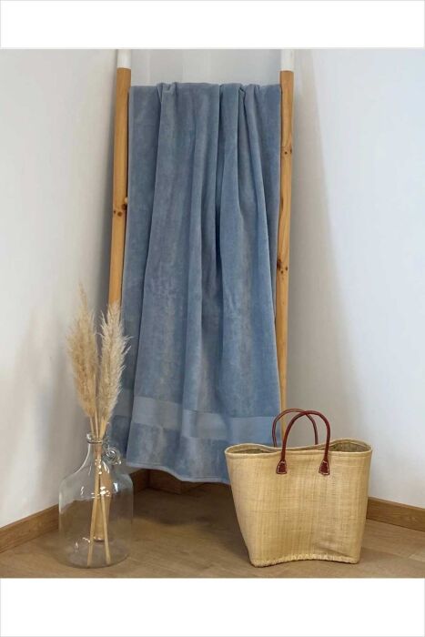 Çift Kişilik Classy Gri Plaj Havlusu - (1)