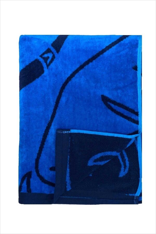 Çift Kişilik Festo Mavi Plaj Havlusu - 3