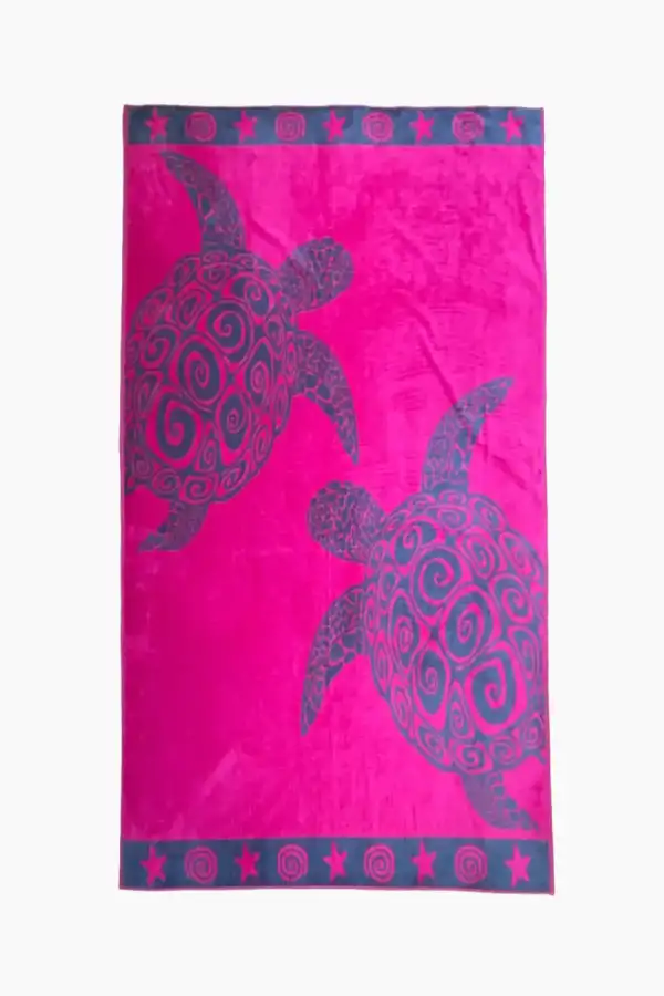 Çift Kişilik Fuşya Kaplumbağa Plaj Havlusu - 1