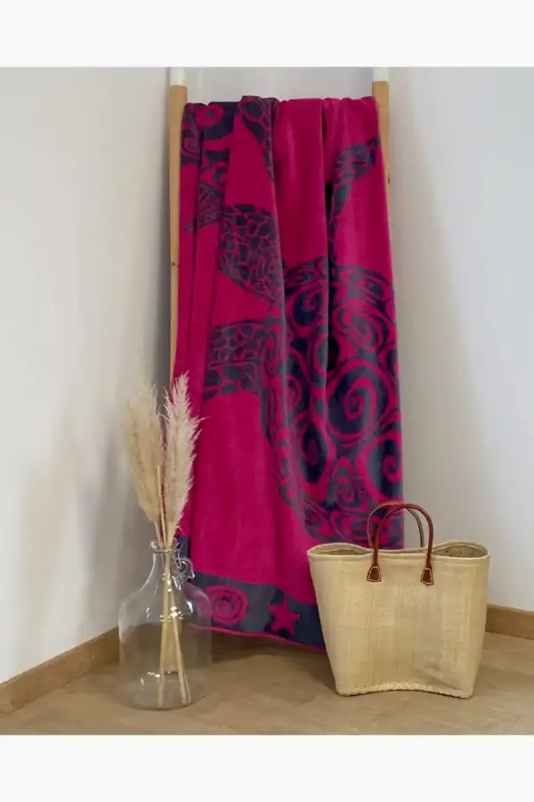 Çift Kişilik Fuşya Kaplumbağa Plaj Havlusu - 2