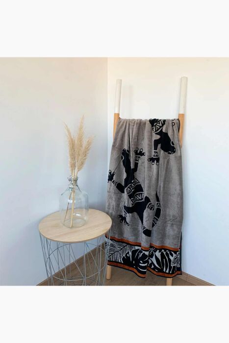 Çift Kişilik Kahve Desenli Plaj Havlusu - 3