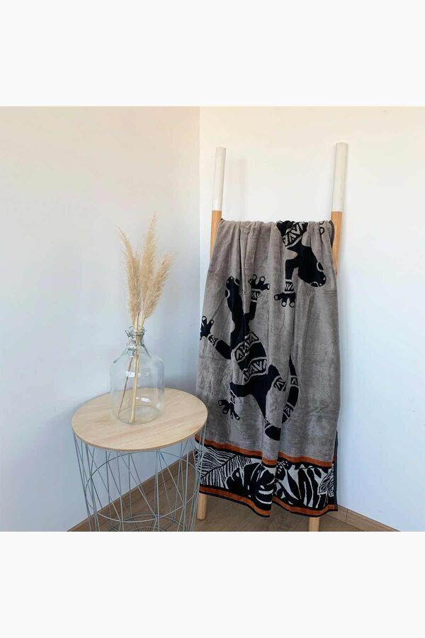 Çift Kişilik Kahve Desenli Plaj Havlusu - 3