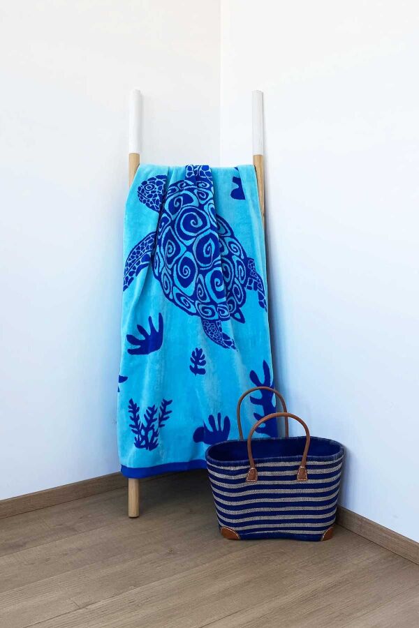 Çift Kişilik Malari Mavi Plaj Havlusu - 3