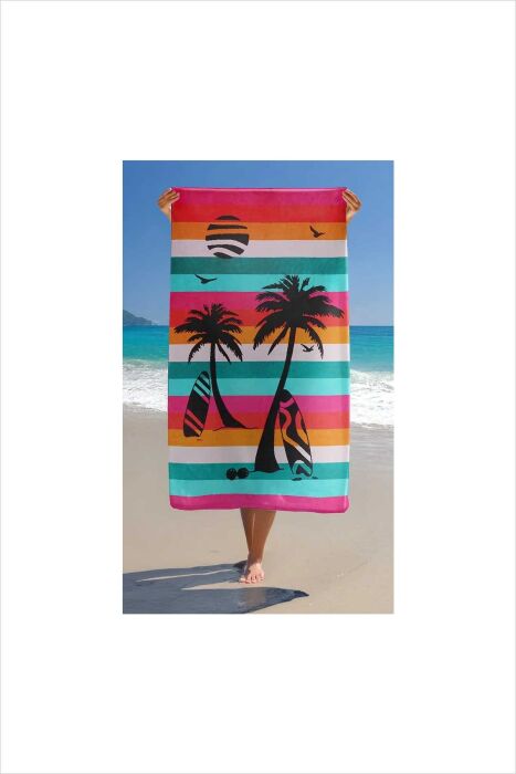 Çift Kişilik Maupiti Desenli Plaj Havlusu - (1)