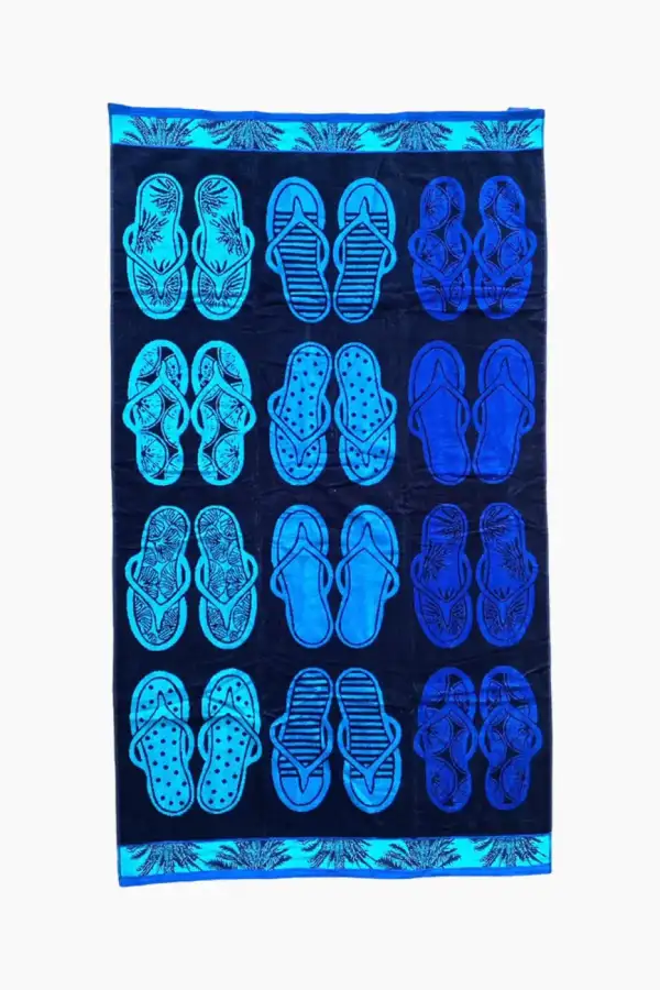 Çift Kişilik Mavi Sandalet Plaj Havlusu - 1