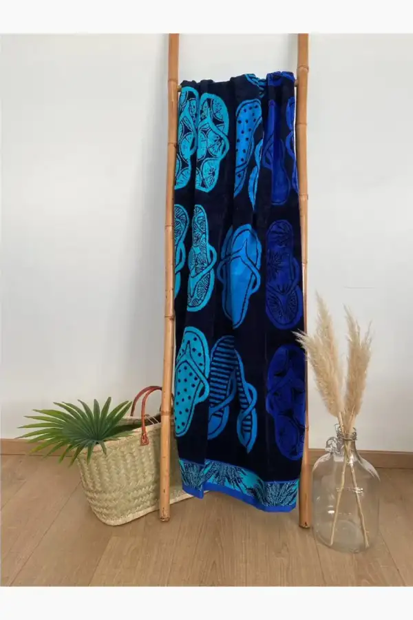 Çift Kişilik Mavi Sandalet Plaj Havlusu - 2