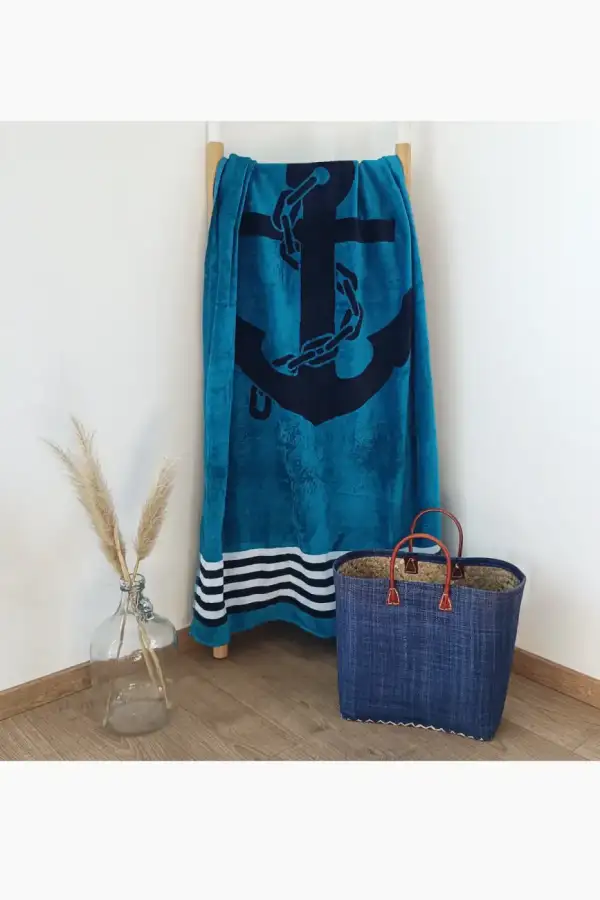 Çift Kişilik Mavi Çapa Plaj Havlusu - 2