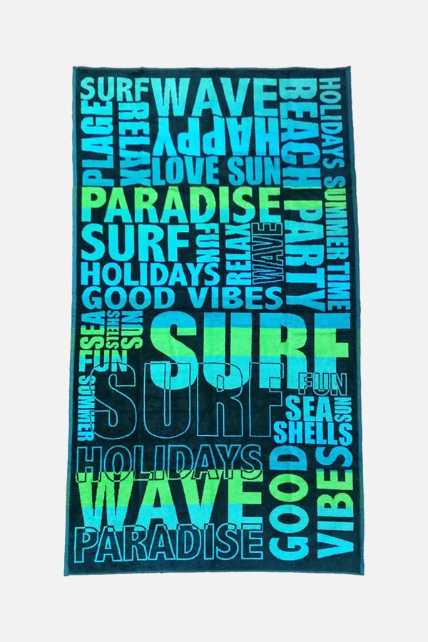 Çift Kişilik Mavi Surf Wave Plaj Havlusu - 1