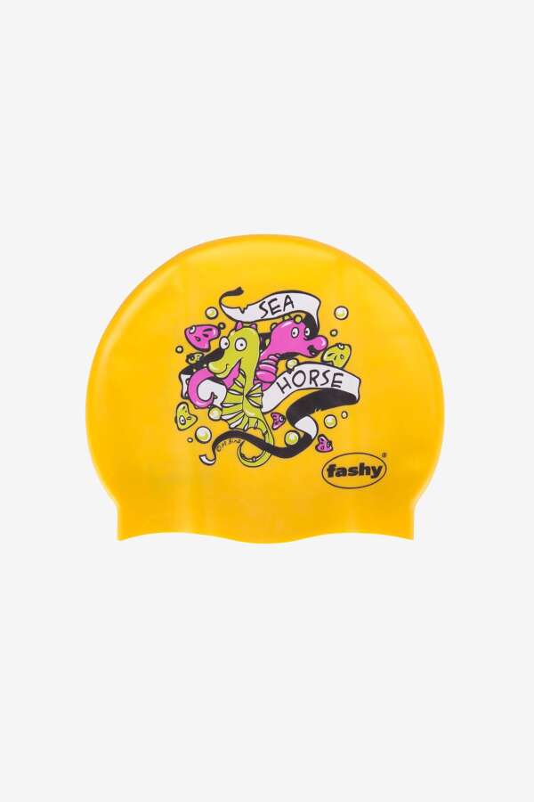 3047 Sarı Desenli Çocuk Havuz Bonesi - 1