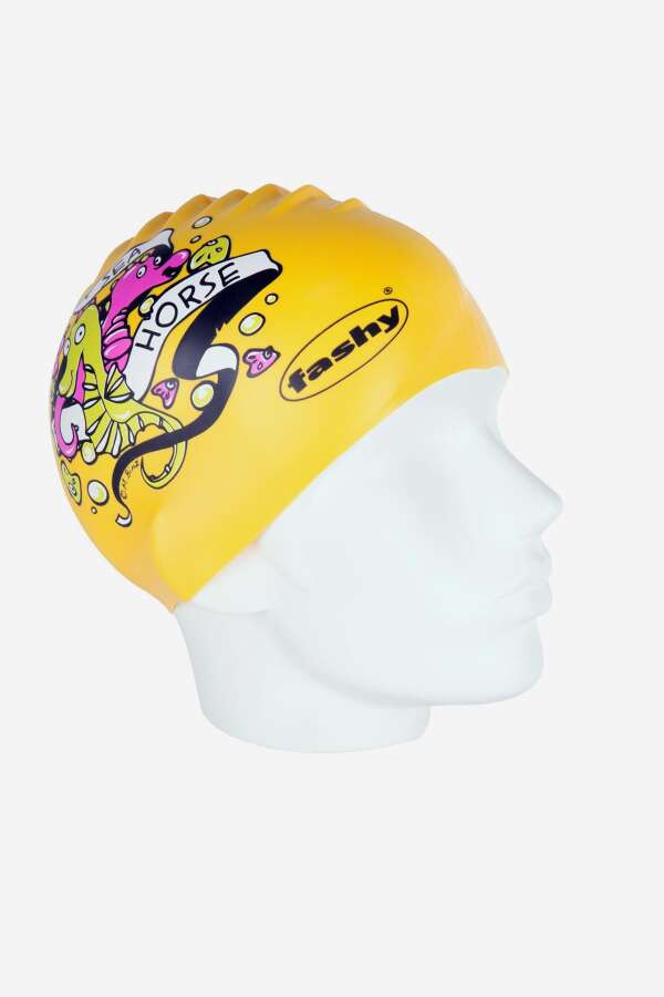 3047 Sarı Desenli Çocuk Havuz Bonesi - 2