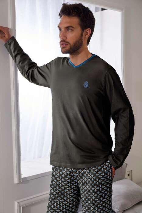 55265 Erkek Yeşil Pijama Takımı - 1