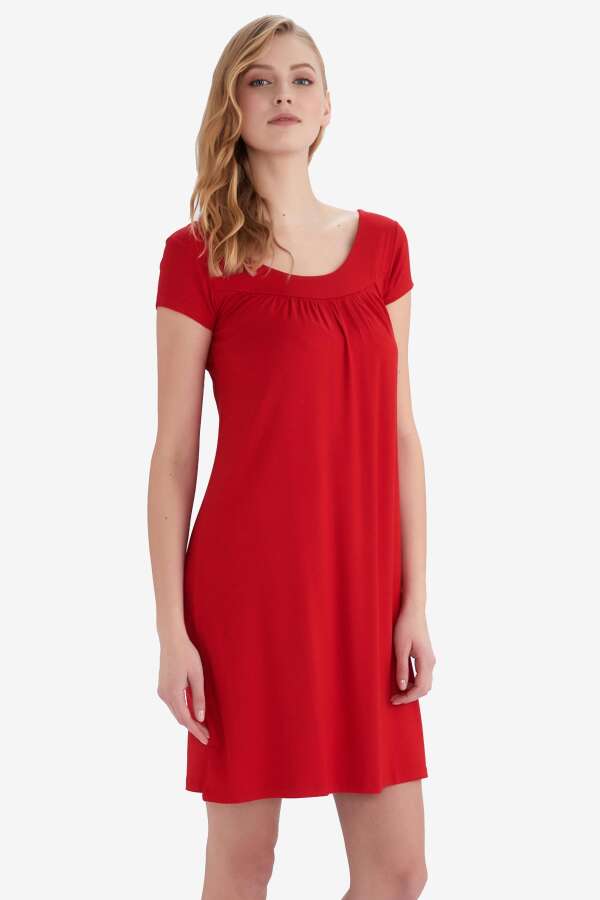 Ayyıldız 59333 Kırmızı Penye Elbise. 1