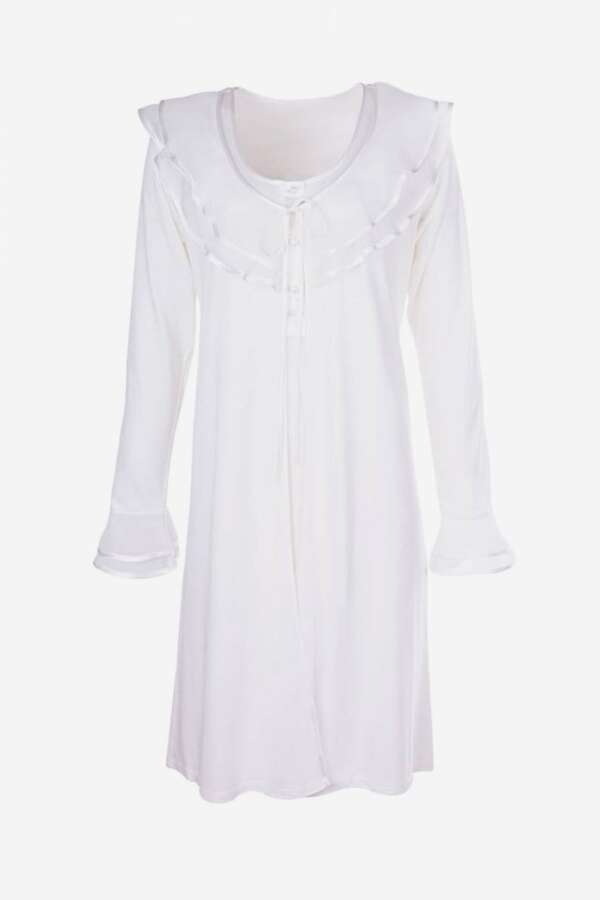 Ayyıldız 3415 Ekru Lohusa Gecelik Sabahlık Takım - 4