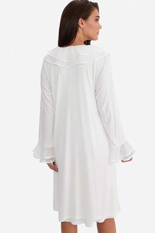 Ayyıldız 3415 Ekru Lohusa Gecelik Sabahlık Takım - 3