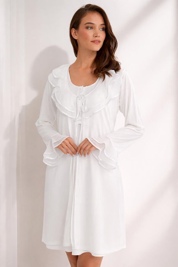 Ayyıldız 3415 Ekru Lohusa Gecelik Sabahlık Takım - 1