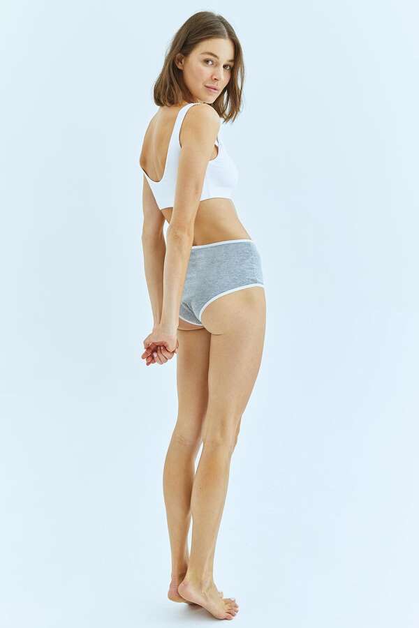 Mineral 24-2 Gri-Beyaz Yüksek Bel Külot - 3