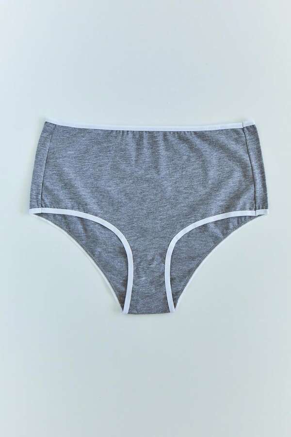 Mineral 24-2 Gri-Beyaz Yüksek Bel Külot - 4